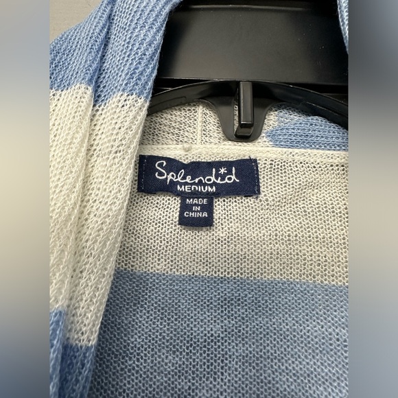 Splendid Blue and White Striped Long Cardigan - Picture 6 of 7